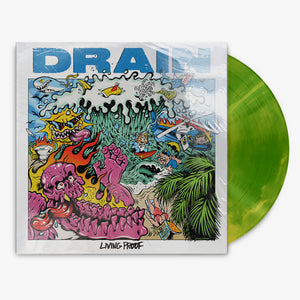 DRAIN 'LIVING PROOF' 12" LP Kelly Green / Easter Yellow Galaxy vinyl